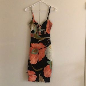 NWT stretchy bodycon orange floral and mini dress